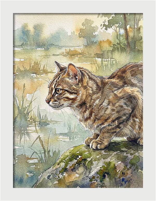 Flat Headed Cat By The Water