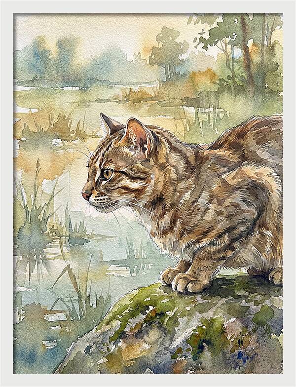 Flat Headed Cat By The Water