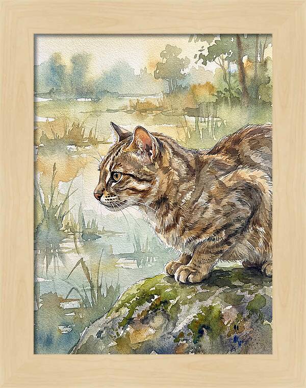 Flat Headed Cat By The Water