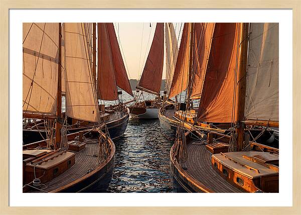 Fleet Of Sailboats Gliding Gracefully