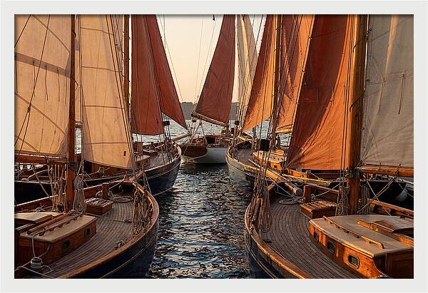 Fleet Of Sailboats Gliding Gracefully