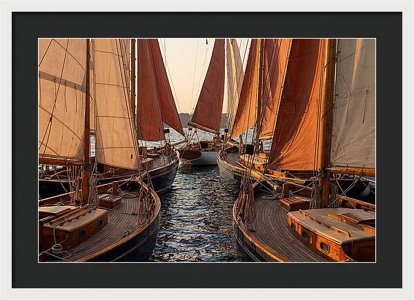 Fleet Of Sailboats Gliding Gracefully