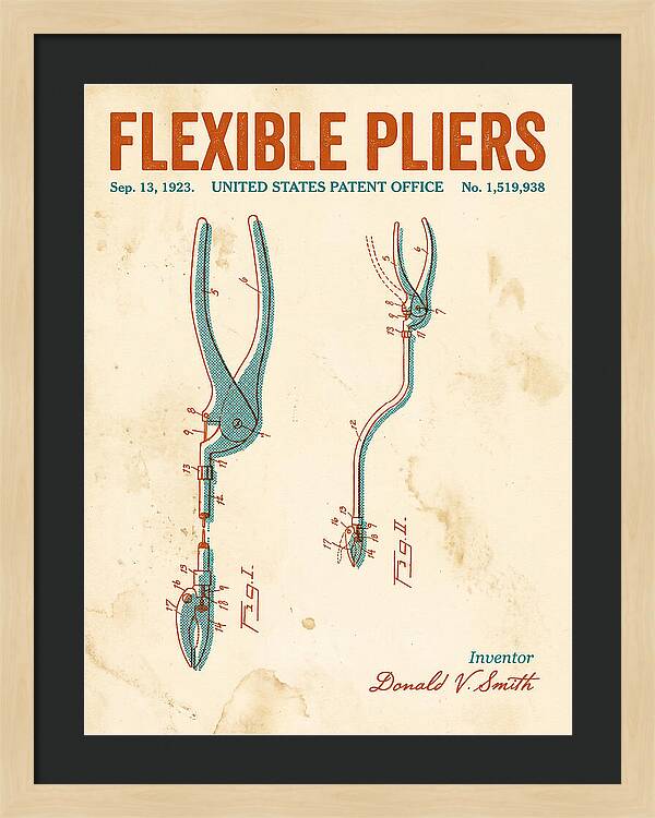 Flexible Pliers Retro Patent Us1519938a
