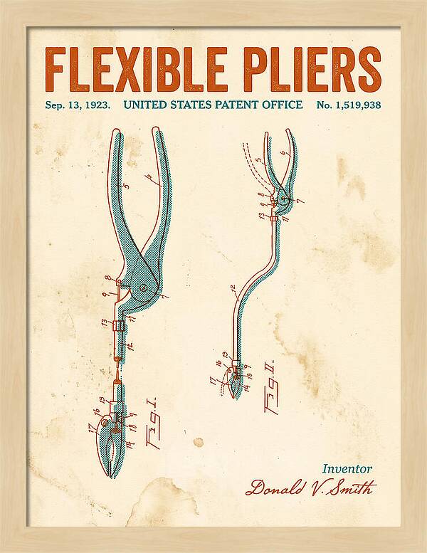 Flexible Pliers Retro Patent Us1519938a