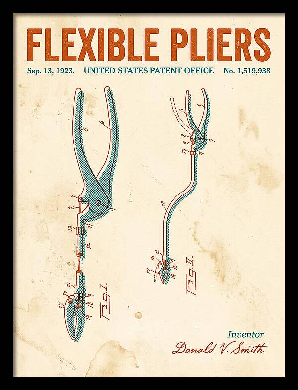 Flexible Pliers Retro Patent Us1519938a