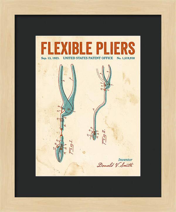 Flexible Pliers Retro Patent Us1519938a