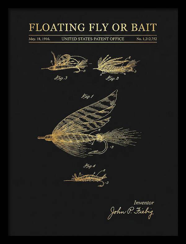 Floating Fly Or Bait Gold Patent Us1212752a