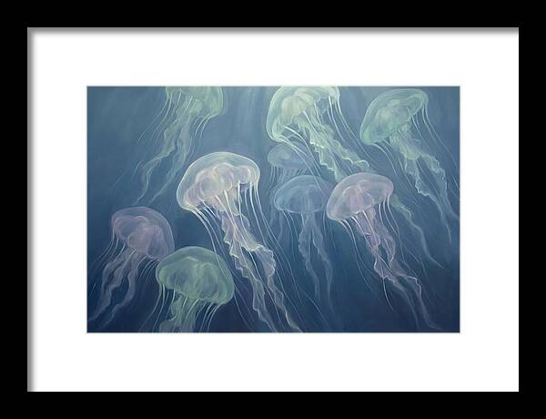 Floating Jellyfish In Deep Blue Waters