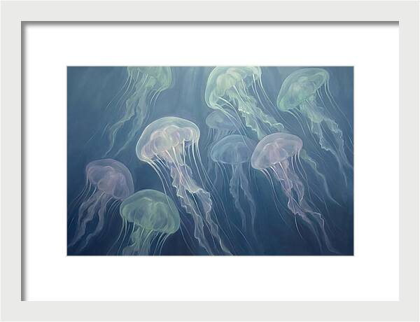 Floating Jellyfish In Deep Blue Waters