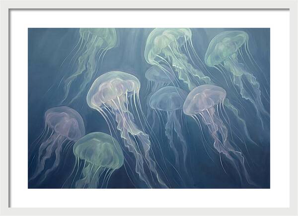 Floating Jellyfish In Deep Blue Waters