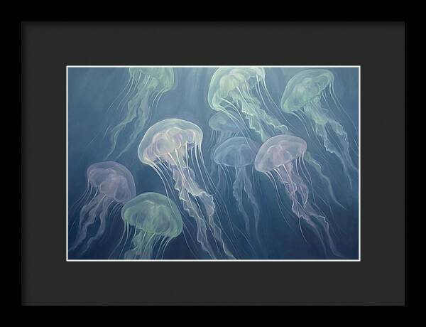 Floating Jellyfish In Deep Blue Waters