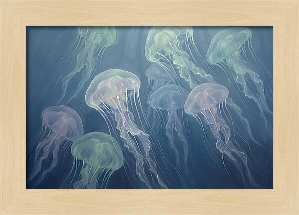 Floating Jellyfish In Deep Blue Waters