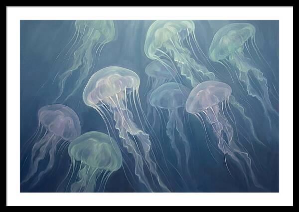 Floating Jellyfish In Deep Blue Waters