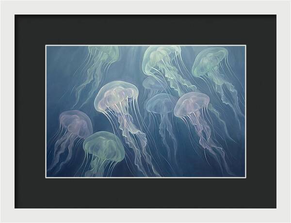 Floating Jellyfish In Deep Blue Waters