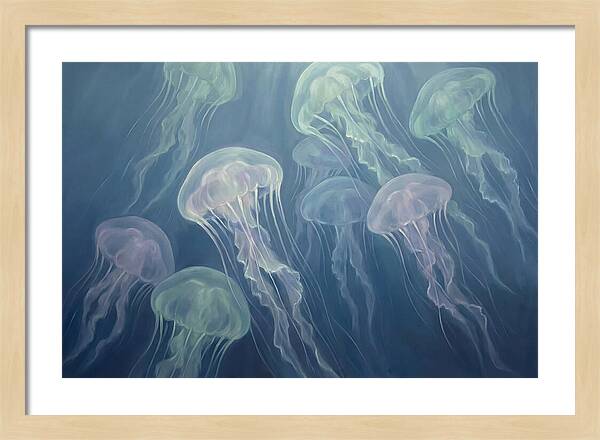 Floating Jellyfish In Deep Blue Waters