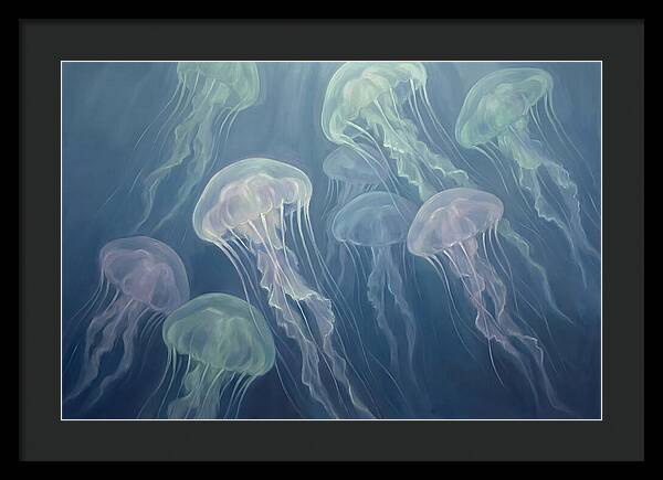 Floating Jellyfish In Deep Blue Waters