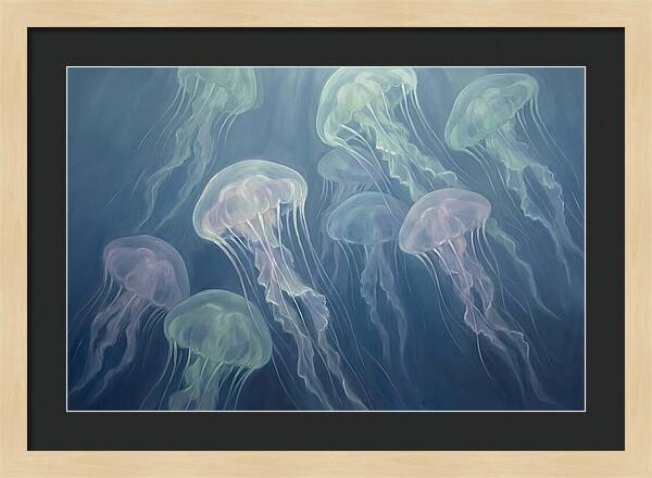 Floating Jellyfish In Deep Blue Waters