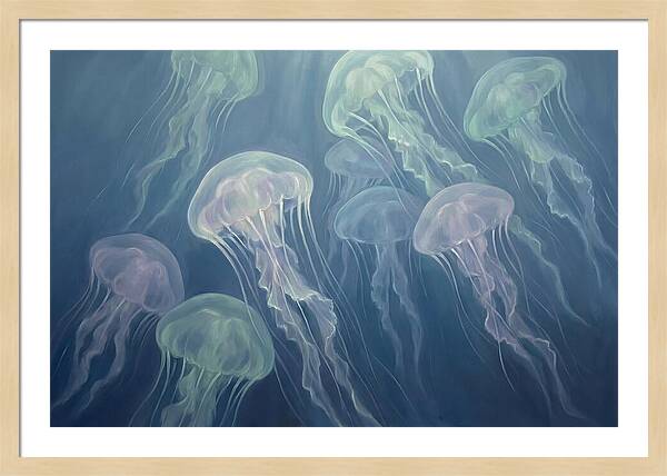 Floating Jellyfish In Deep Blue Waters