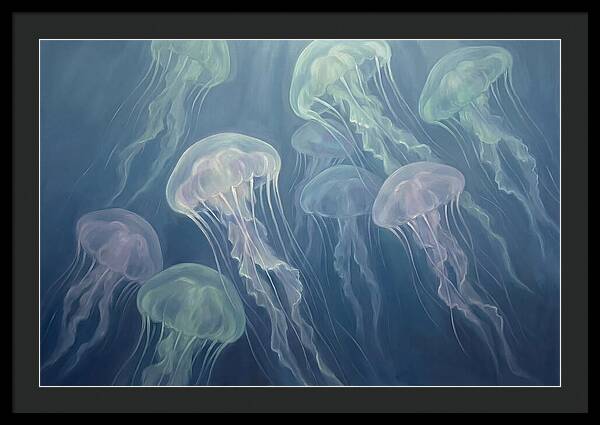 Floating Jellyfish In Deep Blue Waters