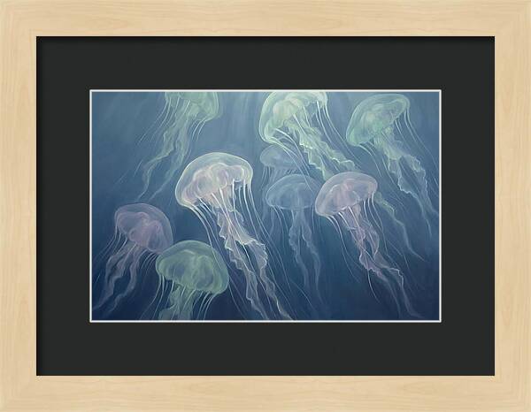 Floating Jellyfish In Deep Blue Waters