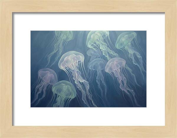 Floating Jellyfish In Deep Blue Waters