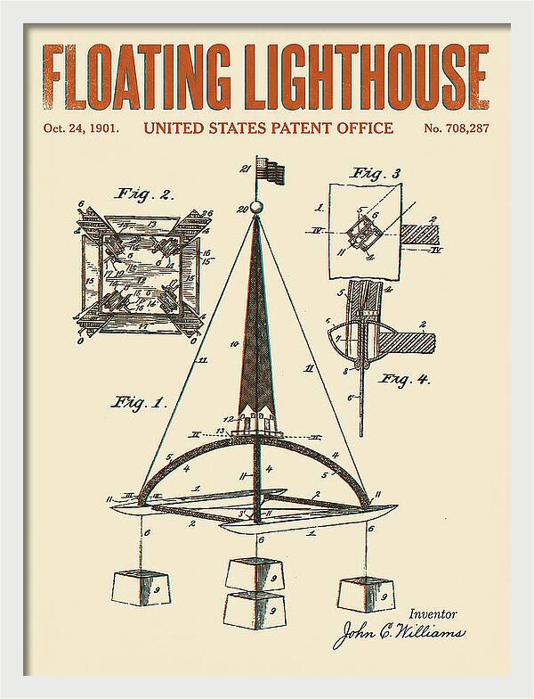 Floating Lighthouse Retro Patent Us708287