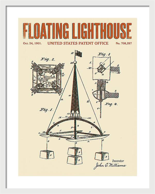 Floating Lighthouse Retro Patent Us708287
