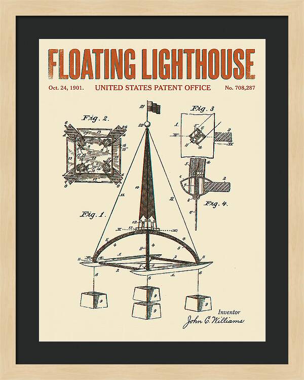 Floating Lighthouse Retro Patent Us708287