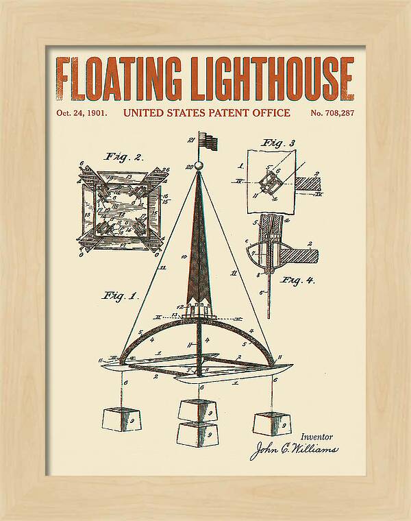 Floating Lighthouse Retro Patent Us708287