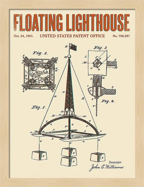 Floating Lighthouse Retro Patent Us708287