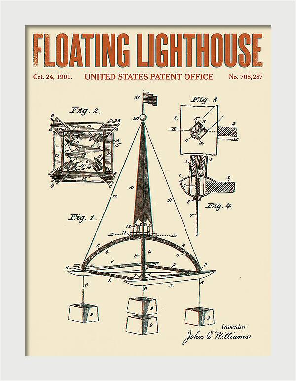 Floating Lighthouse Retro Patent Us708287