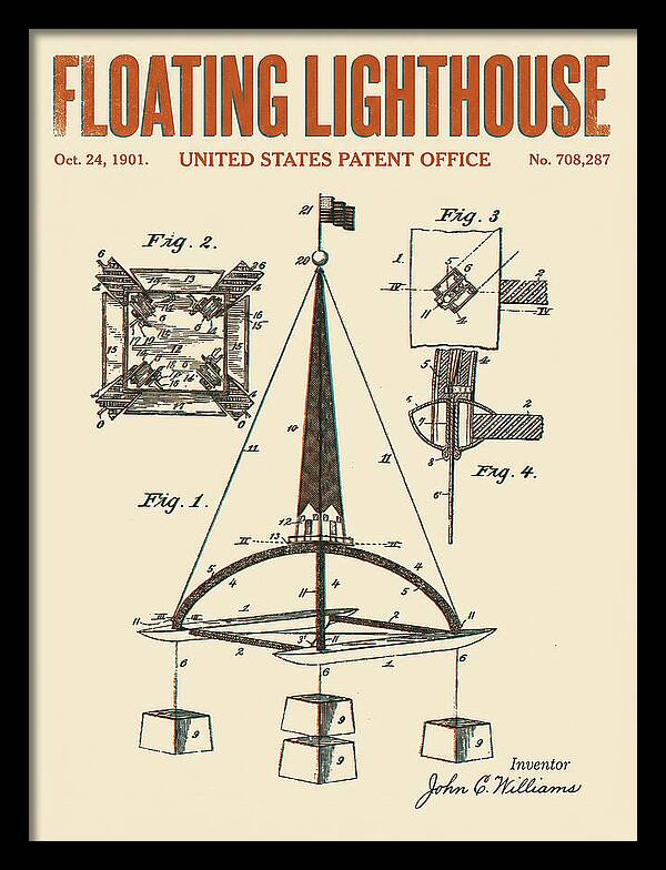 Floating Lighthouse Retro Patent Us708287