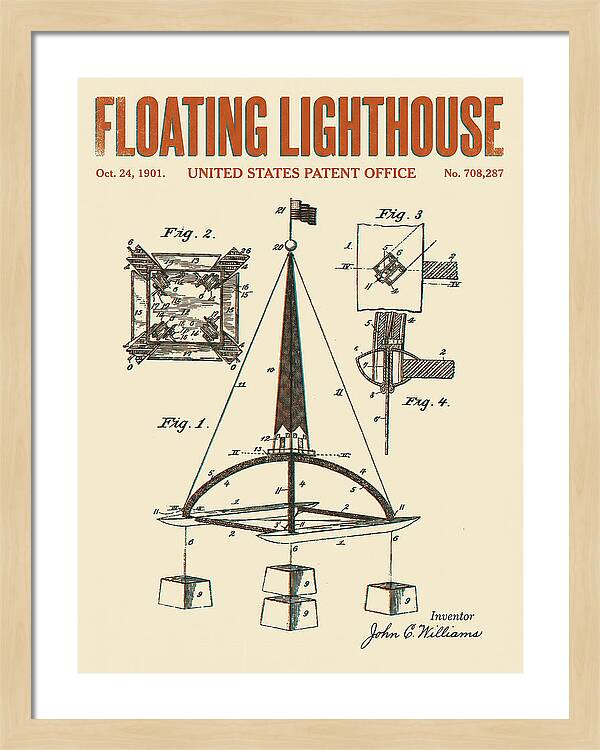 Floating Lighthouse Retro Patent Us708287