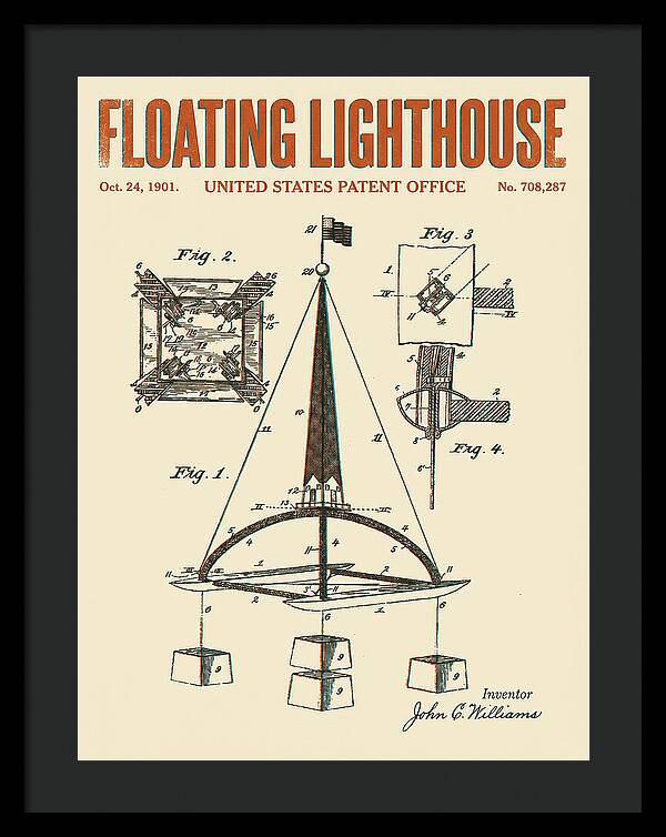 Floating Lighthouse Retro Patent Us708287