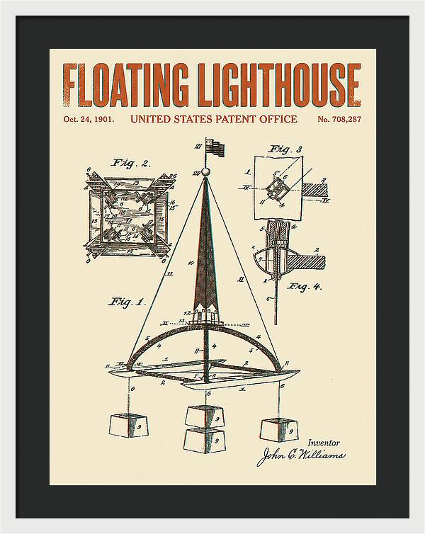 Floating Lighthouse Retro Patent Us708287