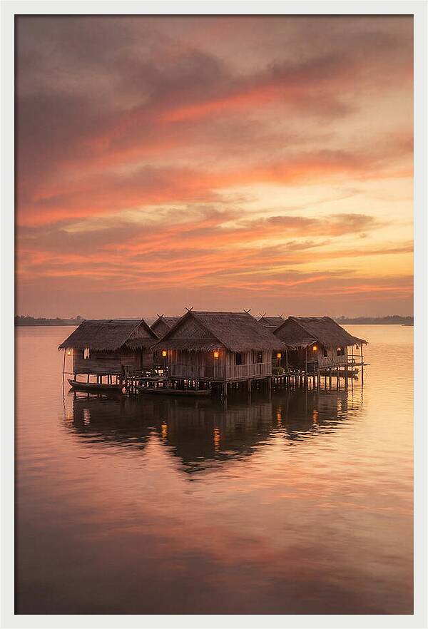 Floating Village At Dusk