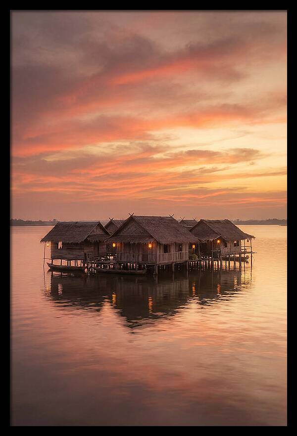Floating Village At Dusk