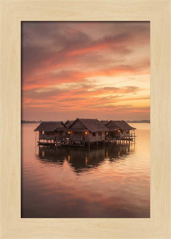Floating Village At Dusk