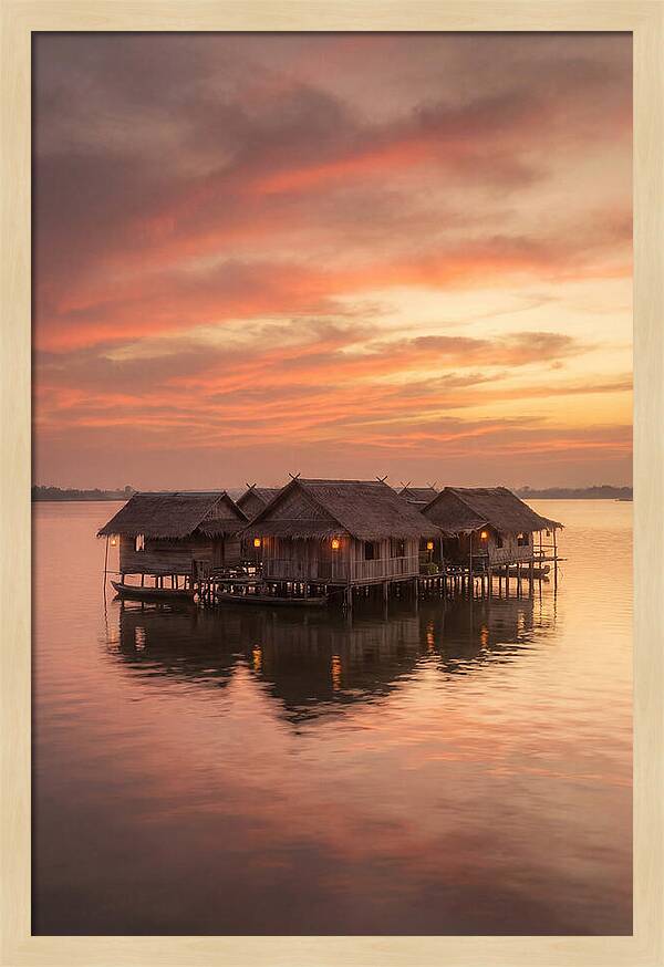 Floating Village At Dusk