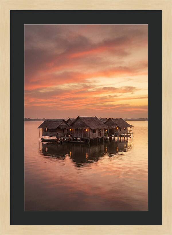 Floating Village At Dusk
