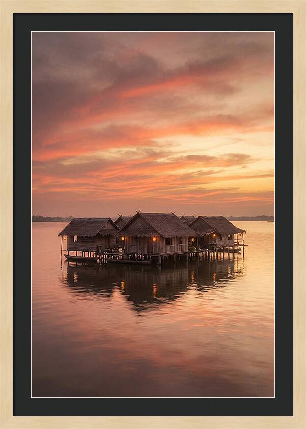 Floating Village At Dusk