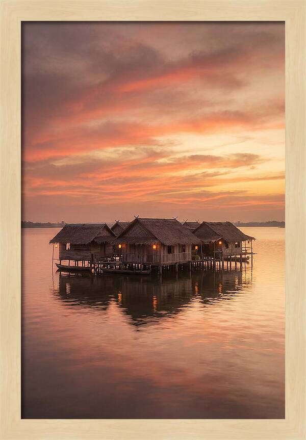 Floating Village At Dusk