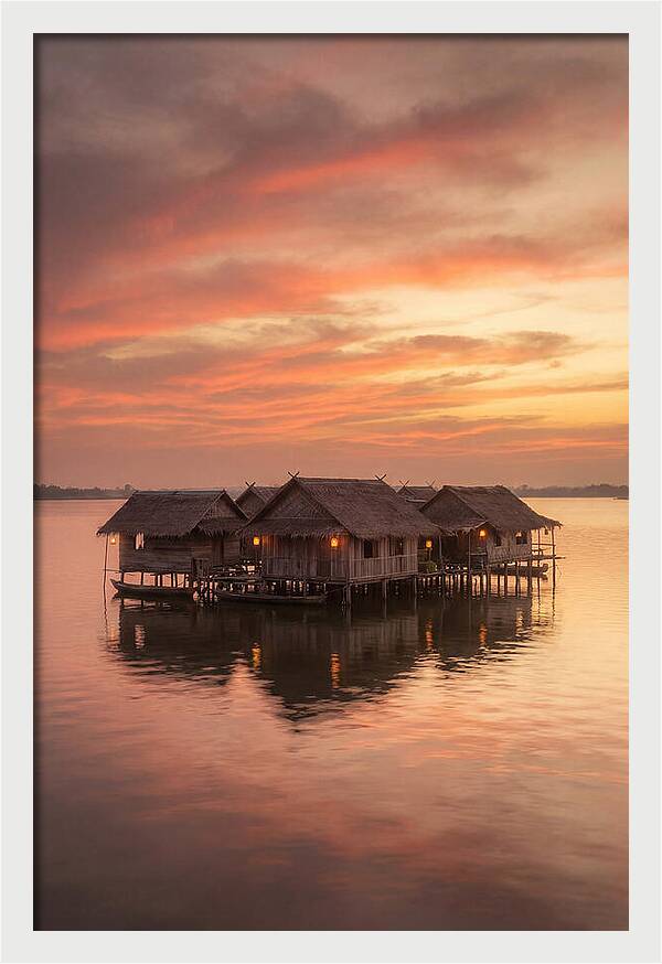 Floating Village At Dusk