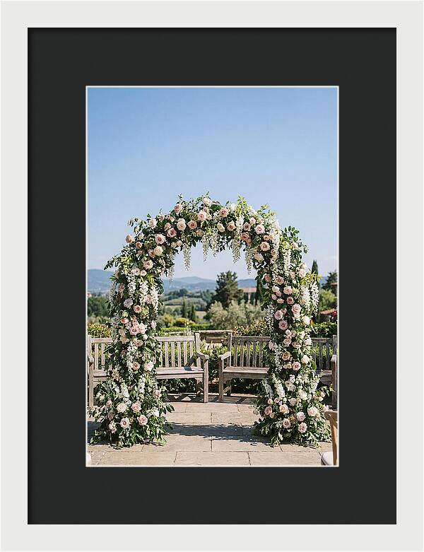 Flower Archway Framing Seating Area