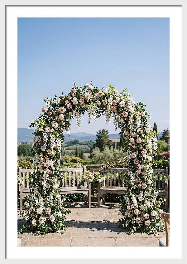 Flower Archway Framing Seating Area