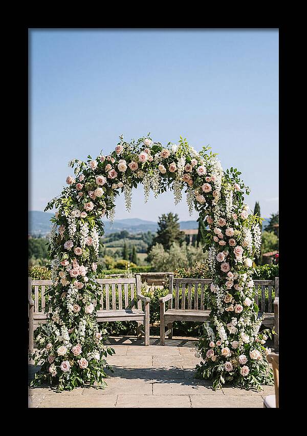 Flower Archway Framing Seating Area