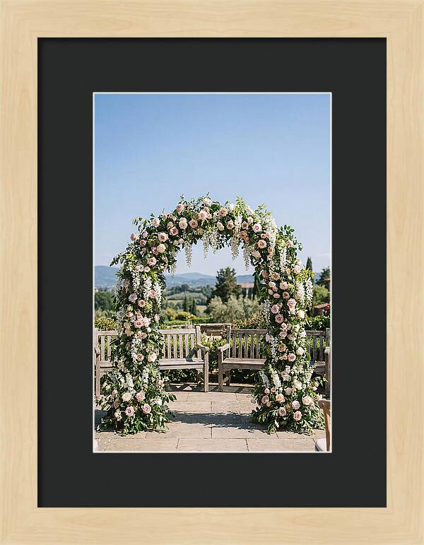 Flower Archway Framing Seating Area