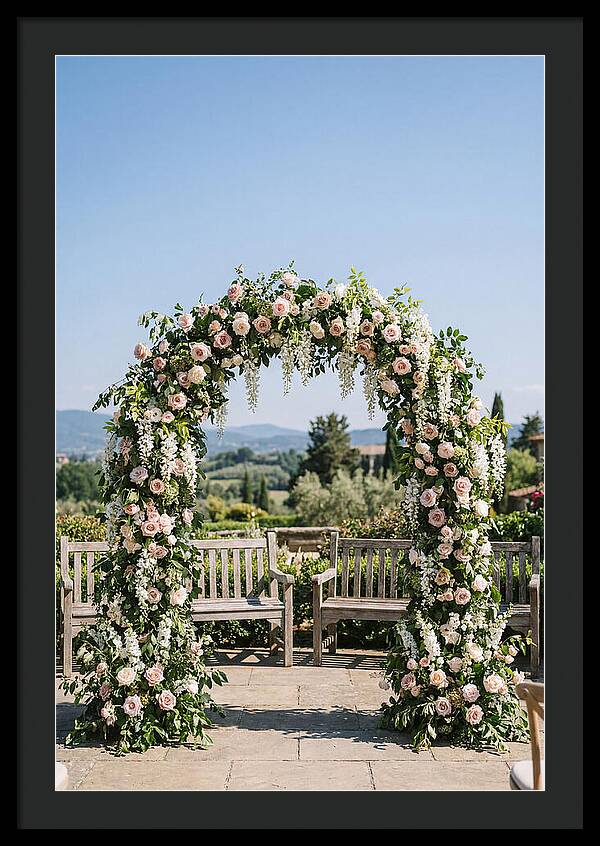 Flower Archway Framing Seating Area