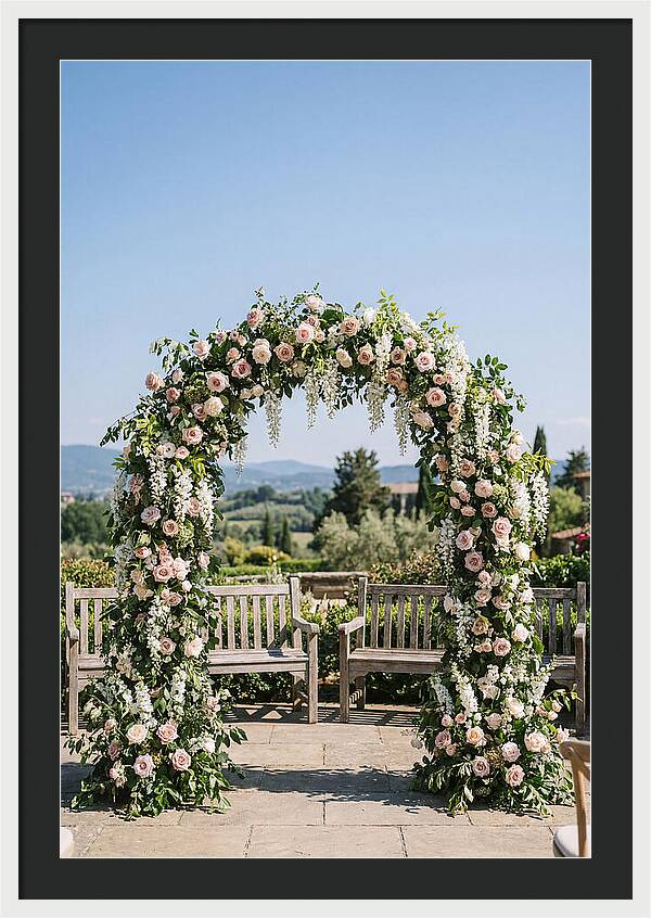 Flower Archway Framing Seating Area