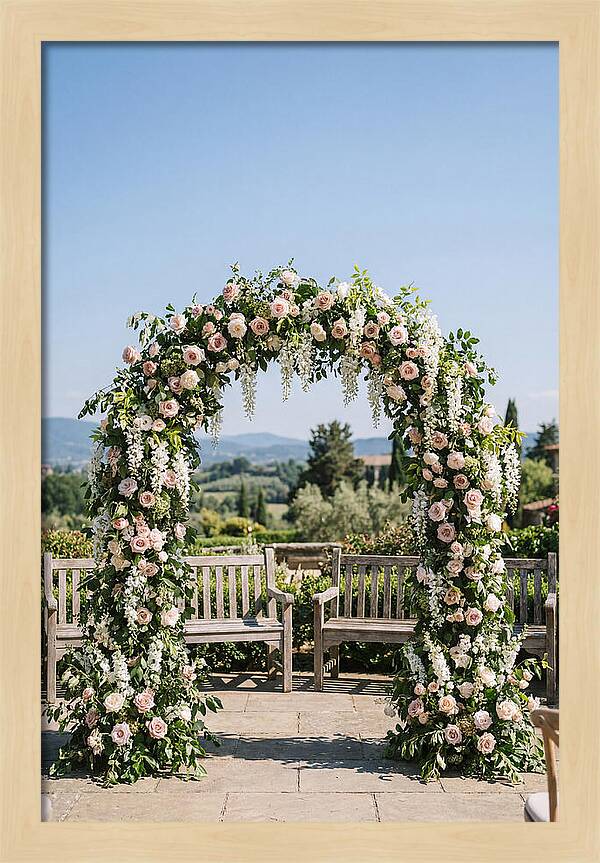 Flower Archway Framing Seating Area